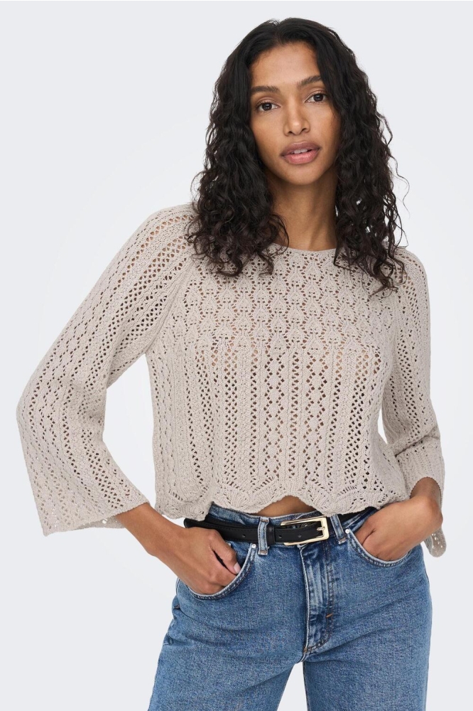 ONLNOLA LIFE 3/4 PULLOVER KNT NOOS 15233173 FEATHER GRAY